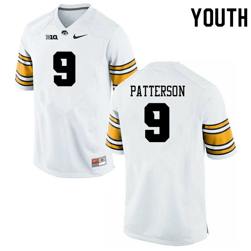 Youth #9 Jaziun Patterson Iowa Hawkeyes College Football Alternate Jerseys Sale-White